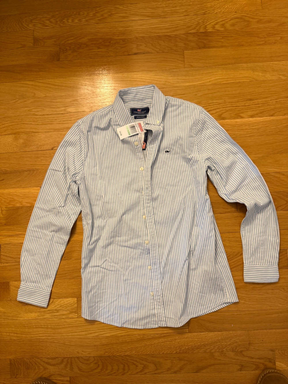 Vineyard Vines Light Blue & White Striped oxford Shirt, nwt, boys size L